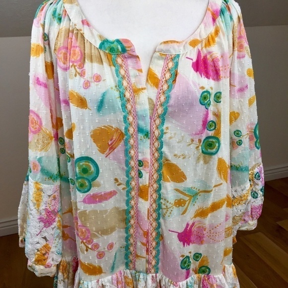 Vintage Y2K Bohemian Drop Waist Cotton Midi Dress - Picture 2 of 16